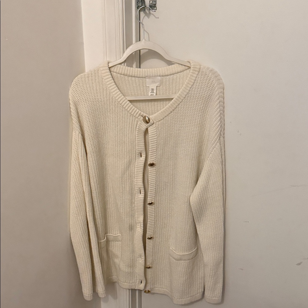 H&M Cream Button-Up Cardigan